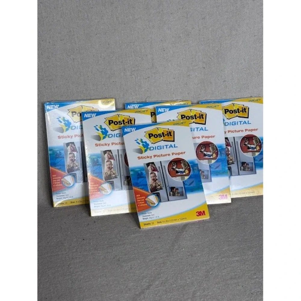Post-it Digital Sticky Picture Paper 4x6 Inkjet Printer - 25 Sheets -‎ Lot of 6